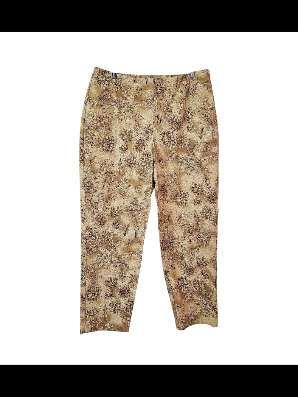 Real Clothes Dress Pants Womens 16 NWT Vtg Embroidered Floral Beige Brown